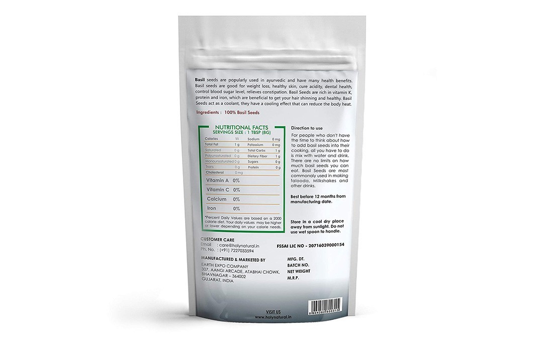 Holy Natural Basil Seeds    Pack  400 grams